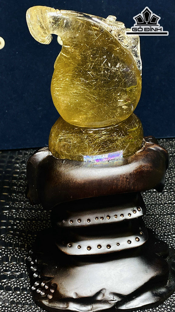 Tác Phẩm Hồ Lô Đá Thạch Anh Tóc Vàng Nâu Cao 106,48 Ngang 59,95 Sâu 34,72 (mm) 267,68g