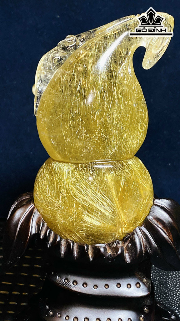 Tác Phẩm Hồ Lô Đá Thạch Anh Tóc Vàng Nâu Cao 106,48 Ngang 59,95 Sâu 34,72 (mm) 267,68g