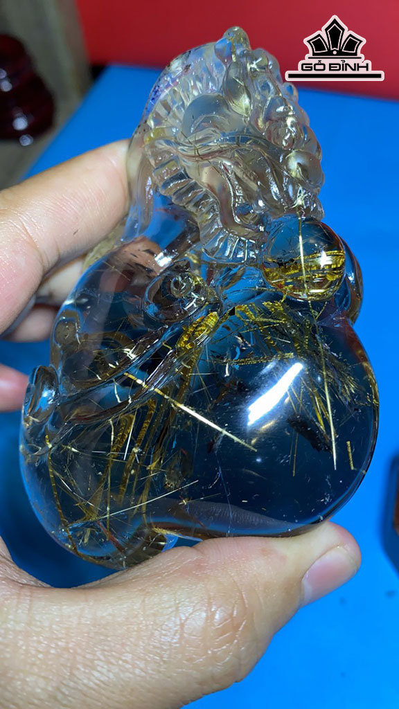 Tác Phẩm Rồng Bã Mía Đá Thạch Anh Tóc Vàng Cao 100 Ngang 68 Sâu 23,5 (mm) 195g