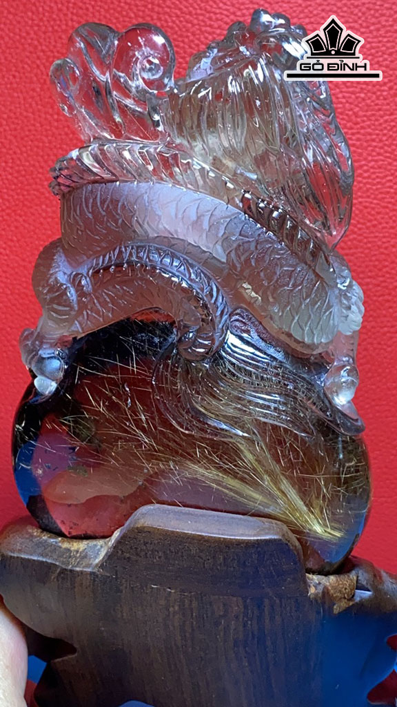 Tác Phẩm Rồng Đá Thạch Anh Tóc Vàng Cao 236 Ngang 83 Sâu 40 (mm) 488g