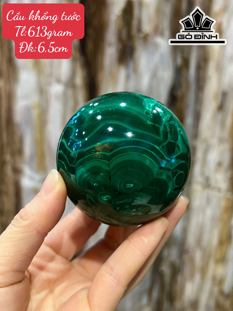 Bi Cầu Đá Malachite Đường Kính Hạt 6,5 (cm) 613g