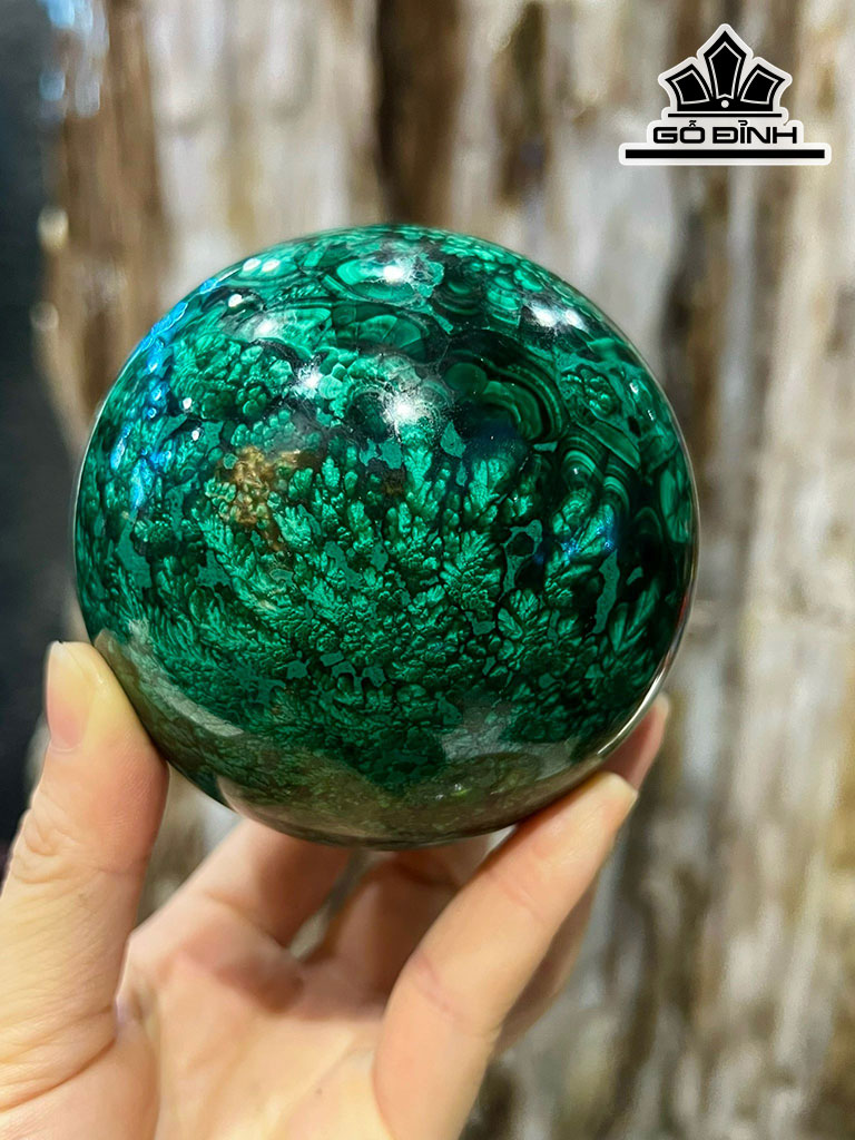 Bi Cầu Đá Malachite Đường Kính Hạt 9,5 (cm) 1,24kg