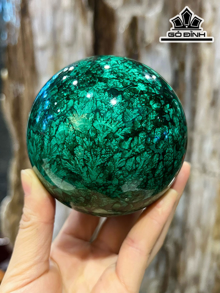 Bi Cầu Đá Malachite Đường Kính Hạt 9,5 (cm) 1,24kg