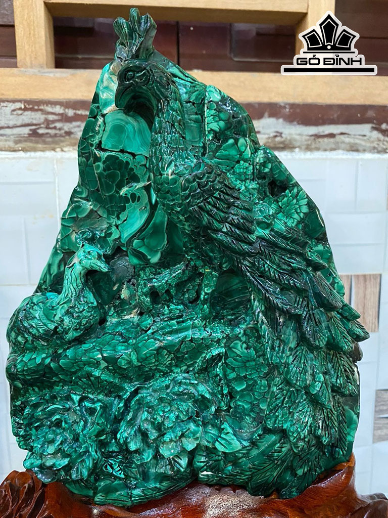 Tác Phẩm Đá Malachite Cao 42 (cm) 12kg Riêng Đá Nặng 8,6kg