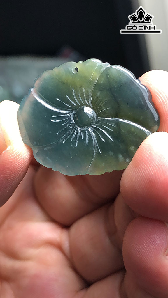 Mặt Dây Chuyền Hoa Mẫu Đơn Đá Cẩm Thạch Cao 22,7 Ngang 28,5 Sâu 8,9 (mm) 8,5g