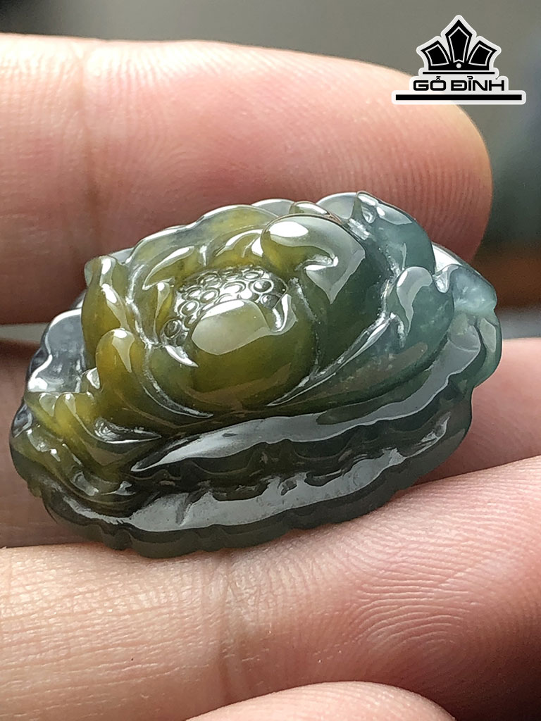 Mặt Dây Chuyền Hoa Mẫu Đơn Đá Cẩm Thạch Cao 22,7 Ngang 28,5 Sâu 8,9 (mm) 8,5g