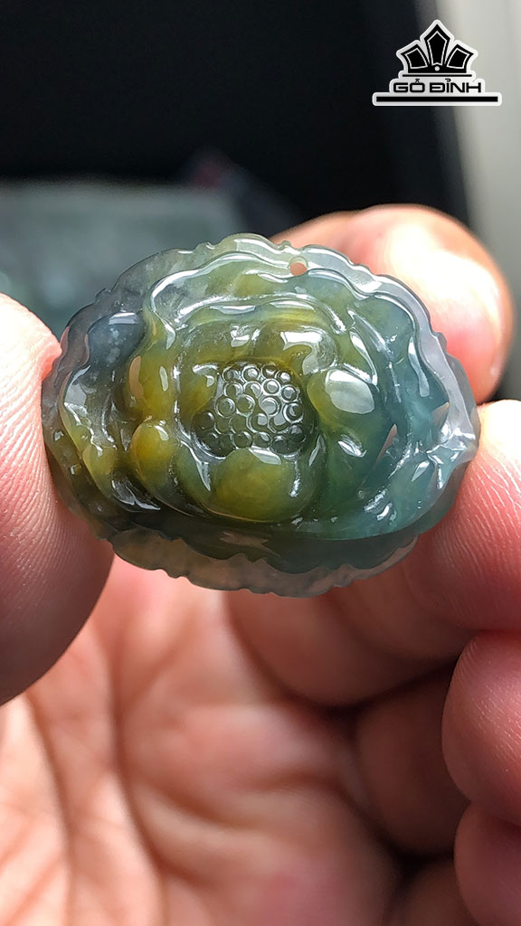 Mặt Dây Chuyền Hoa Mẫu Đơn Đá Cẩm Thạch Cao 22,7 Ngang 28,5 Sâu 8,9 (mm) 8,5g