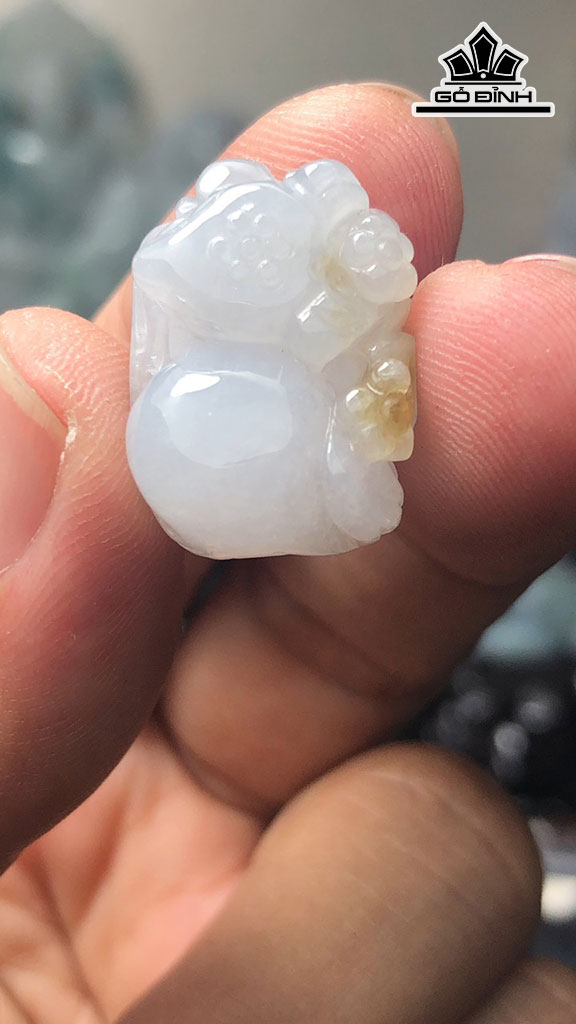 Mặt Dây Chuyền Hồ Ly Đá Cẩm Thạch Cao 21,8 Ngang 16 Sâu 10 (mm) 7g