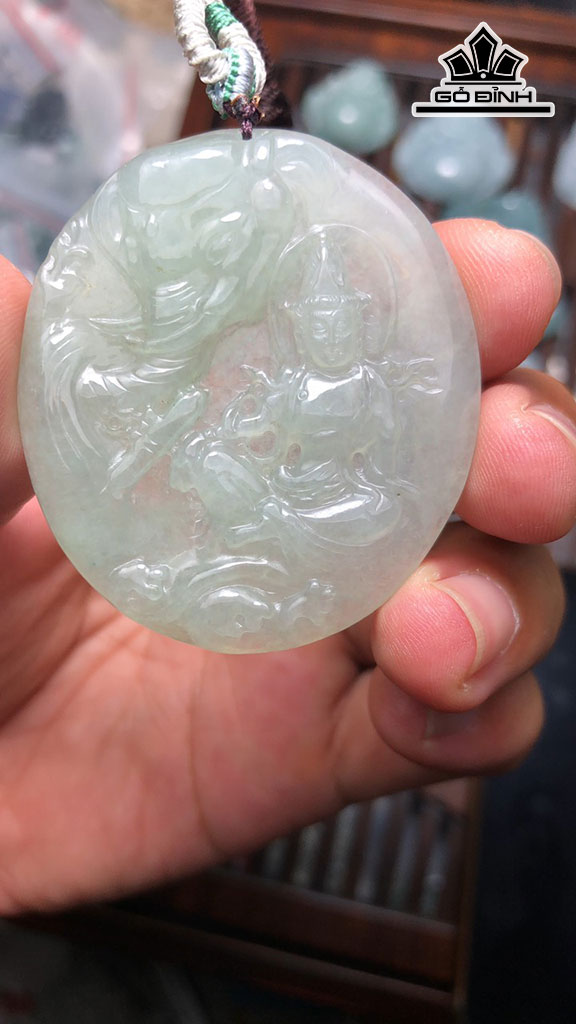 Mặt Dây Chuyền Phổ Hiền Đá Cẩm Thạch Cao 50 Ngang 44,3 Sâu 5,5 (mm) 22g