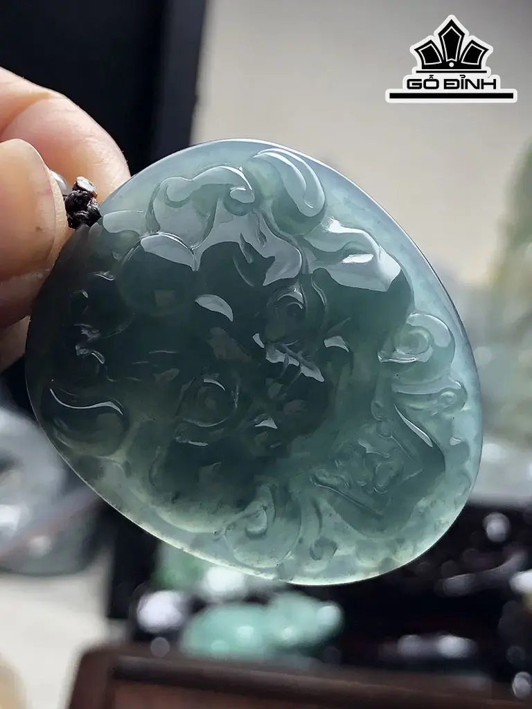 Mặt Dây Chuyền Tỳ Hưu Đá Cẩm Thạch Cao 42 Ngang 36 Sâu 9,5 (mm) 26g