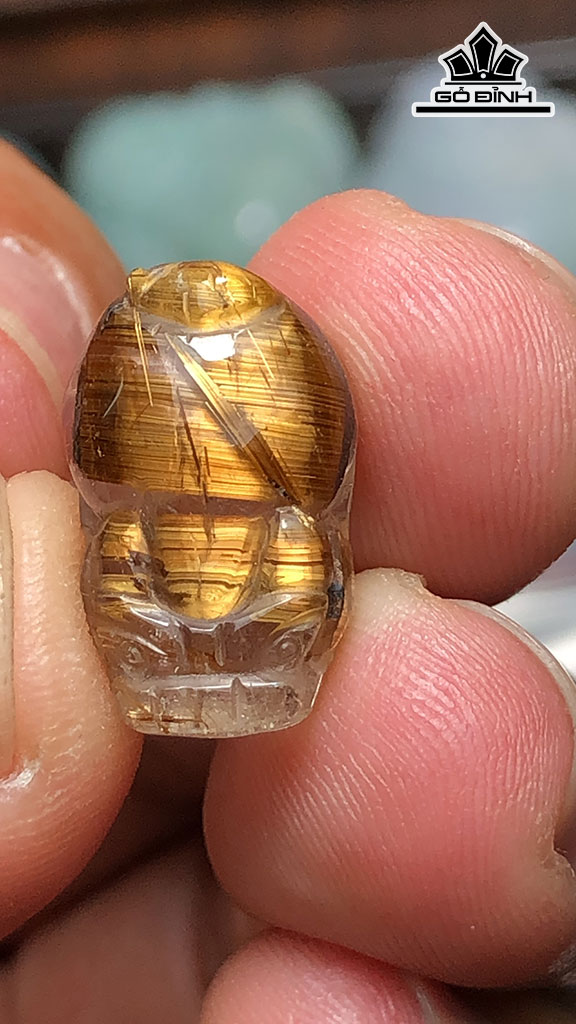 Mặt Dây Chuyền Tỳ Hưu Đá Thạch Anh Tóc Nâu Cao 16,6 Ngang 10 Sâu 8,2 (mm) 2,3g