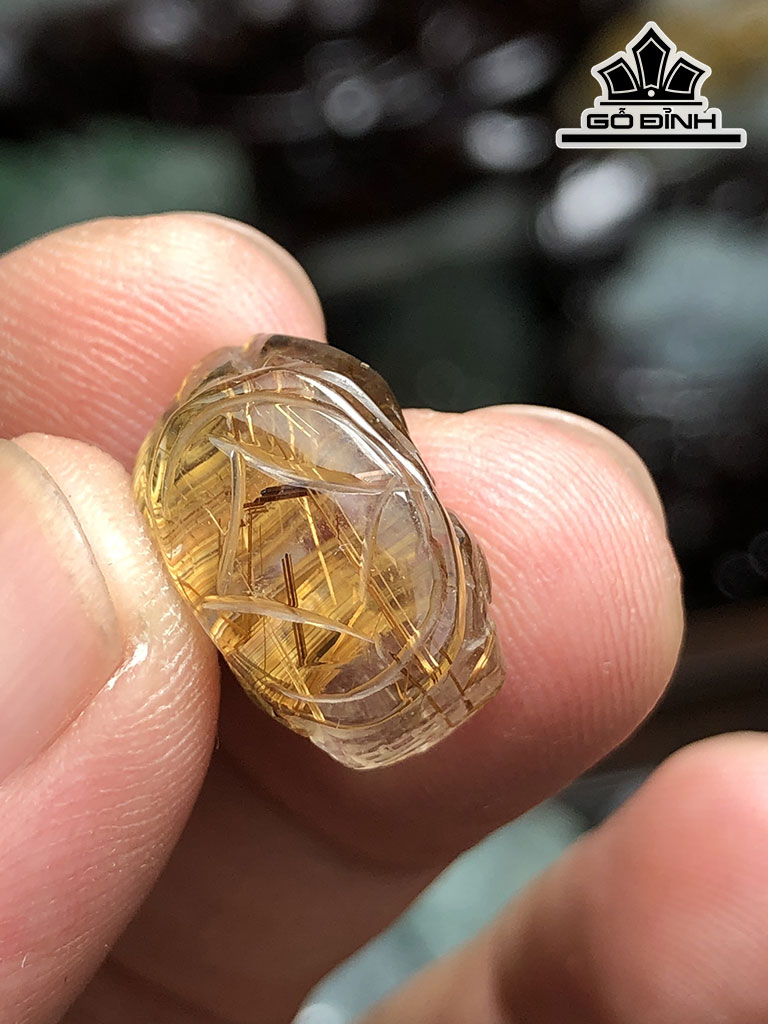 Mặt Dây Chuyền Tỳ Hưu Đá Thạch Anh Tóc Nâu Cao 16,6 Ngang 10 Sâu 8,2 (mm) 2,3g