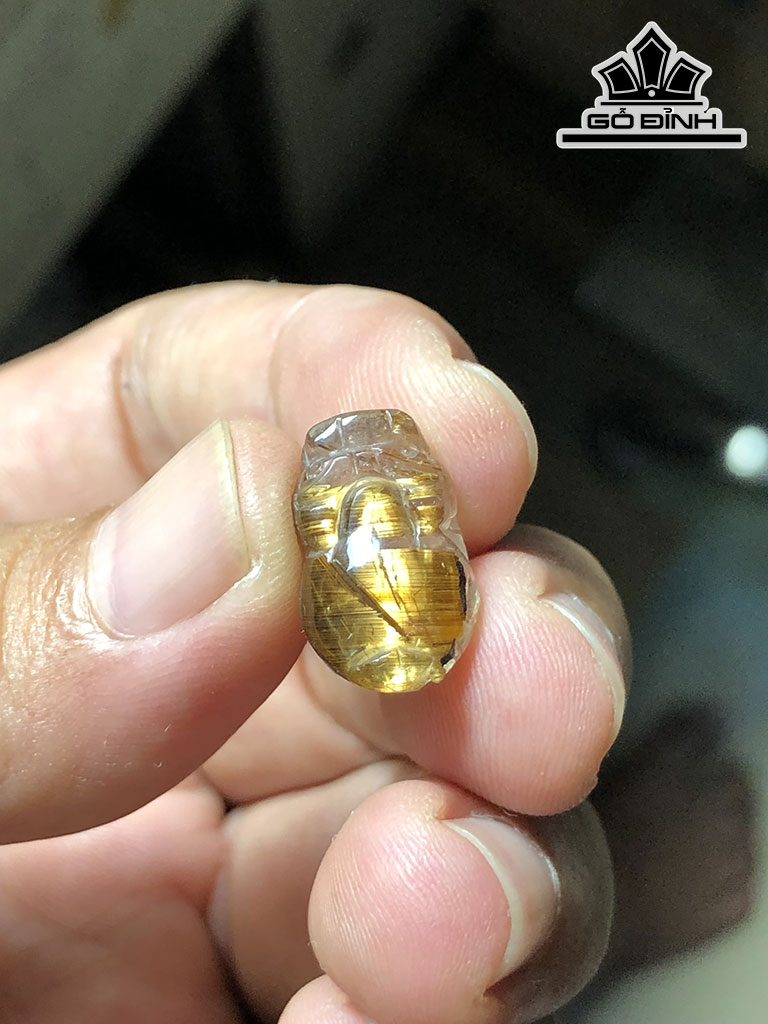 Mặt Dây Chuyền Tỳ Hưu Đá Thạch Anh Tóc Nâu Cao 16,6 Ngang 10 Sâu 8,2 (mm) 2,3g