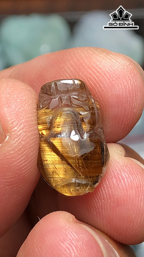 Mặt Dây Chuyền Tỳ Hưu Đá Thạch Anh Tóc Nâu Cao 16,6 Ngang 10 Sâu 8,2 (mm) 2,3g