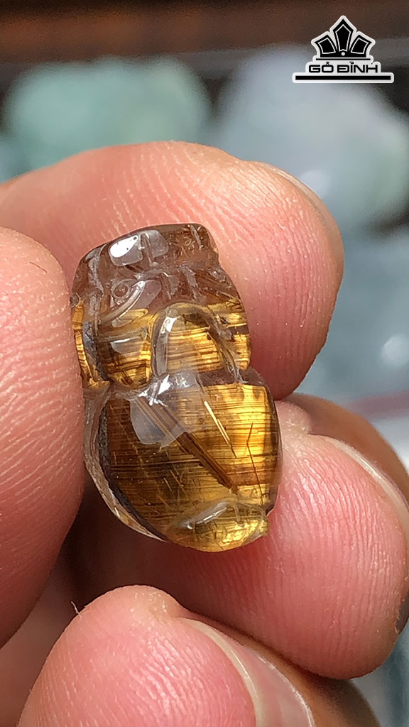 Mặt Dây Chuyền Tỳ Hưu Đá Thạch Anh Tóc Nâu Cao 16,6 Ngang 10 Sâu 8,2 (mm) 2,3g