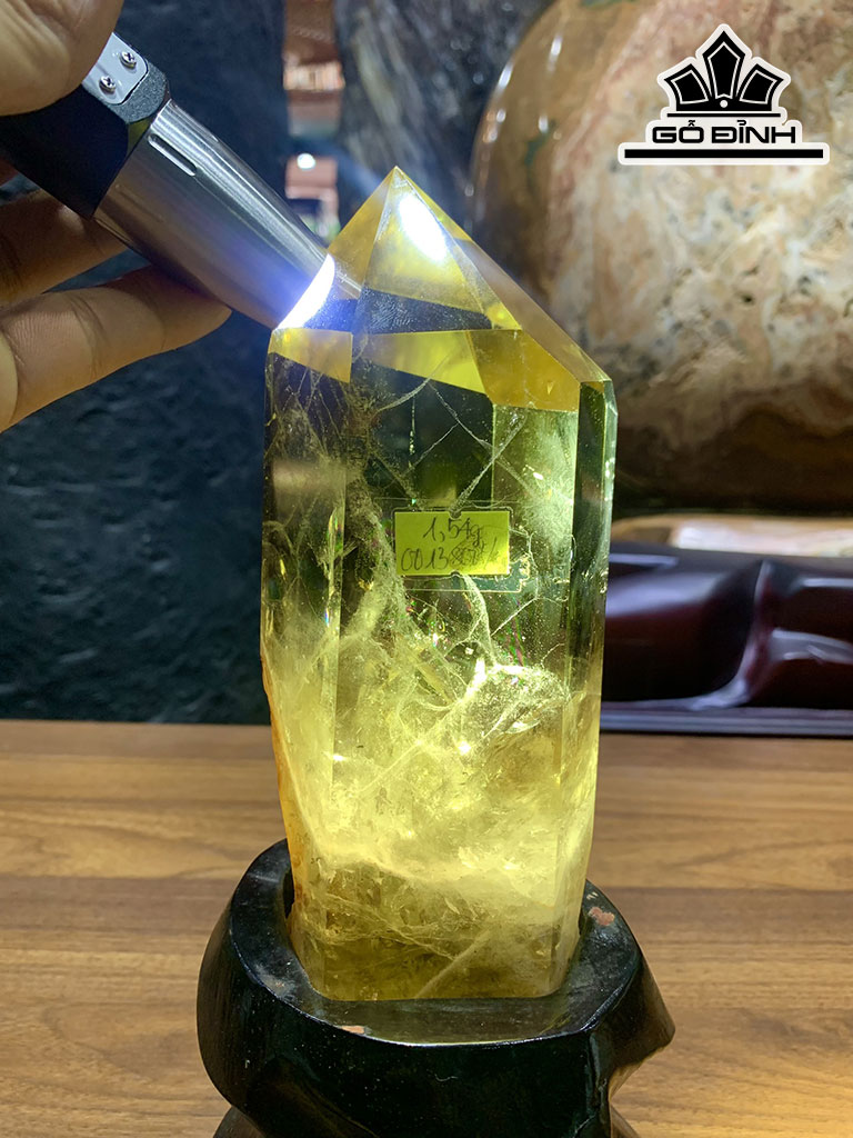 Nhất Trụ Tinh Thể Đá Thạch Anh Vàng Cao 28 Ngang 8 Riêng Đá Cao 19 (cm) 1,54kg