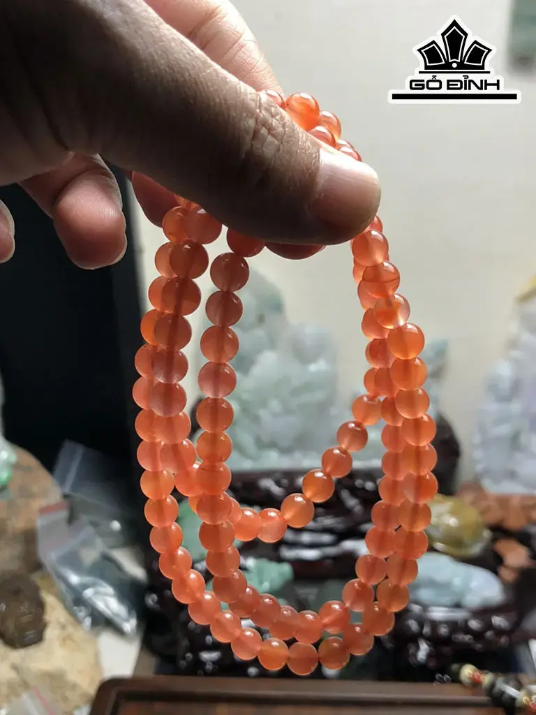Chuỗi Đá Mã Não Nam Hồng 108 Hạt Đường Kính Hạt 7 (mm) 53g