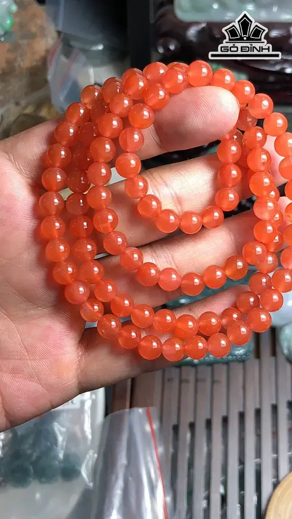 Chuỗi Đá Mã Não Nam Hồng 108 Hạt Đường Kính Hạt 7 (mm) 53g