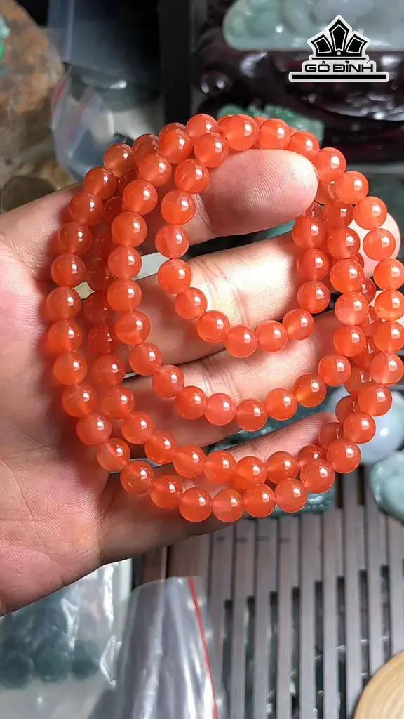 Chuỗi Đá Mã Não Nam Hồng 108 Hạt Đường Kính Hạt 7 (mm) 53g