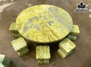Bộ Bàn 8 Đôn Đá Serpentine Vàng Chanh Cao 66 Đường Kính Bàn 148 (cm)
