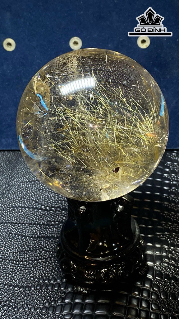 Bi Cầu Đá Thạch Anh Tóc Vàng Đường Kính Hạt 86 (mm) 907g