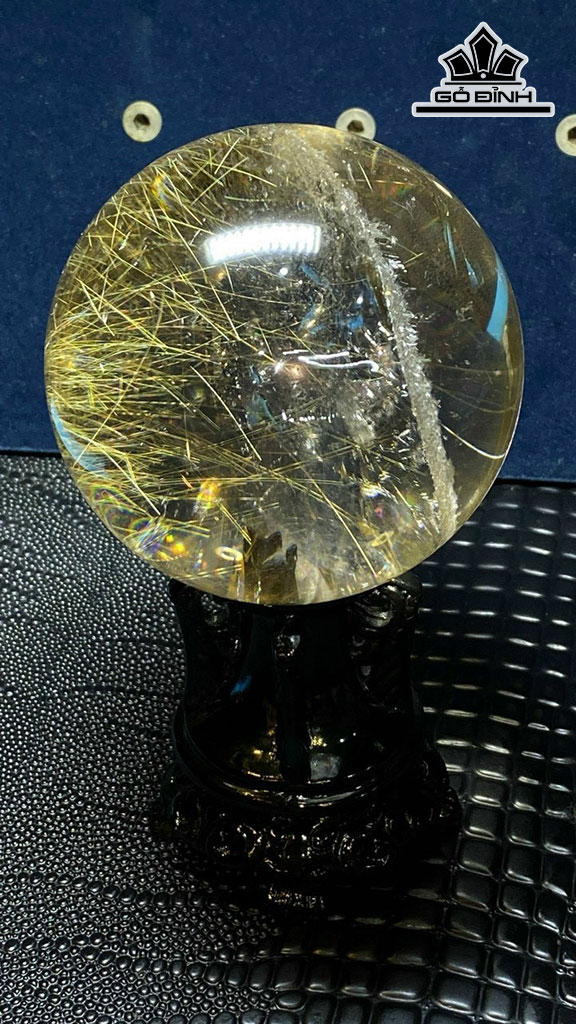 Bi Cầu Đá Thạch Anh Tóc Vàng Đường Kính Hạt 86 (mm) 907g