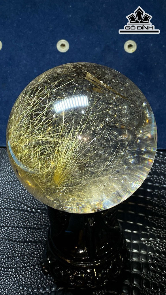 Bi Cầu Đá Thạch Anh Tóc Vàng Đường Kính Hạt 86 (mm) 907g