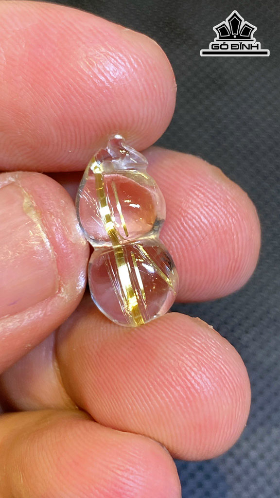 Mặt Dây Chuyền Hồ Lô Đá Thạch Anh Tóc Vàng Cao 19 Ngang 9 Sâu 6,4 (mm) 1,4g