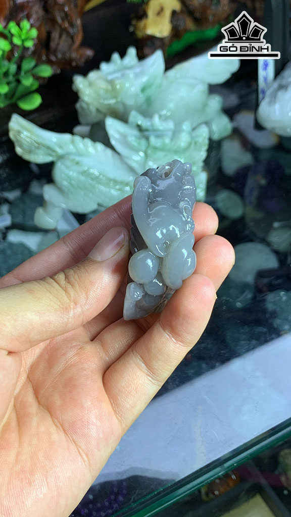 Mặt Dây Chuyền Tỳ Hưu Đá Ngọc Bích Hòa Điều (Nephrite Jade) Cao 57 Ngang 37,5 Sâu 20,8 (mm) 58,5g