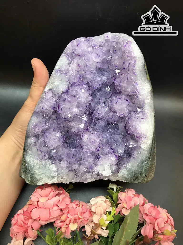 Tinh Thể Đá Thạch Anh Tím Nổi Hoa Cao 16 Ngang 15,8 Sâu 9,5 (cm) 6kg