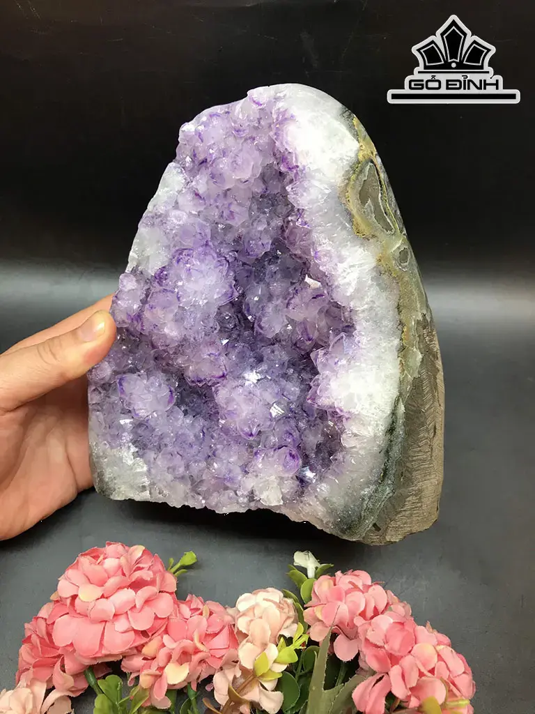 Tinh Thể Đá Thạch Anh Tím Nổi Hoa Cao 16 Ngang 15,8 Sâu 9,5 (cm) 6kg
