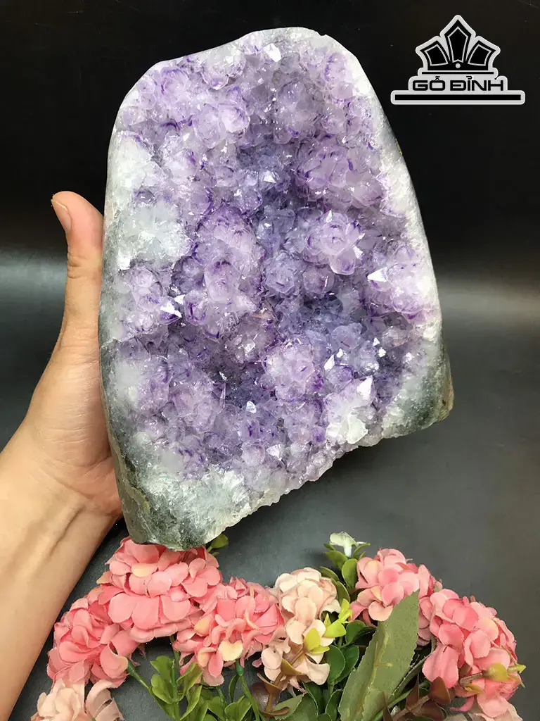 Tinh Thể Đá Thạch Anh Tím Nổi Hoa Cao 16 Ngang 15,8 Sâu 9,5 (cm) 6kg