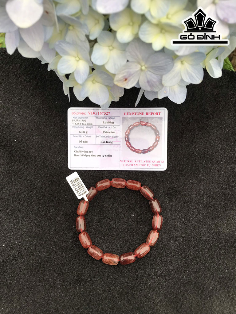 Vòng Tay Lu Thống Đá Thạch Anh Tóc Đỏ Cao 8,3 Ngang 13 (cm) 22,42g