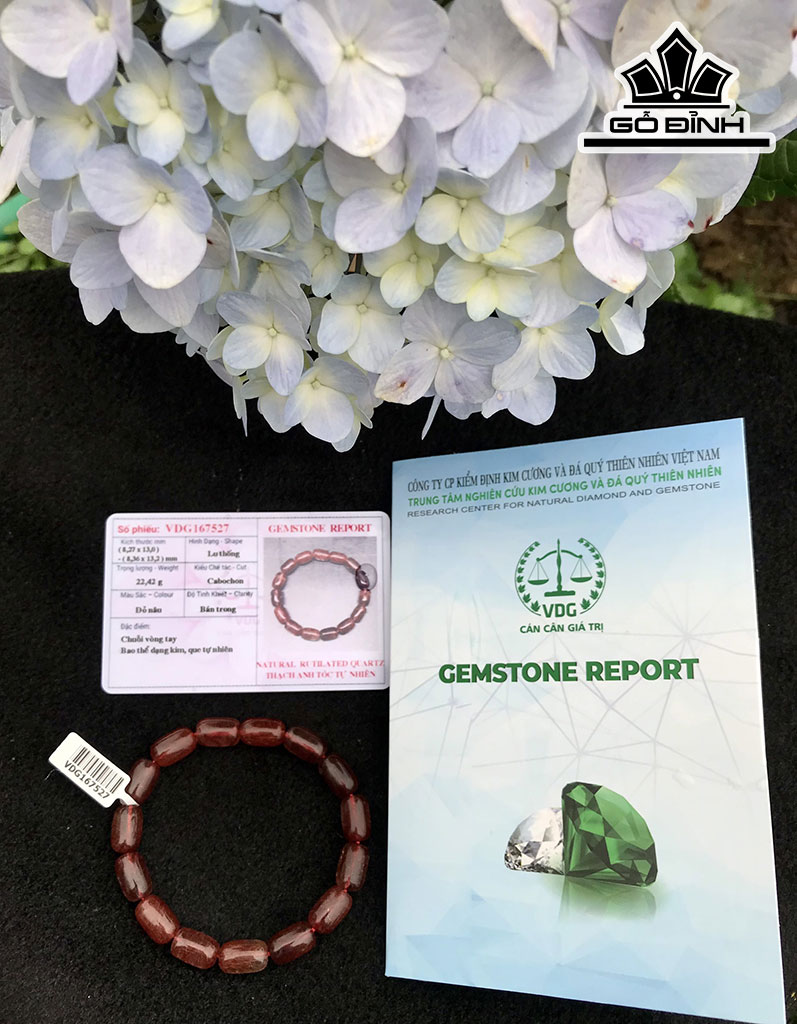 Vòng Tay Lu Thống Đá Thạch Anh Tóc Đỏ Cao 8,3 Ngang 13 (cm) 22,42g