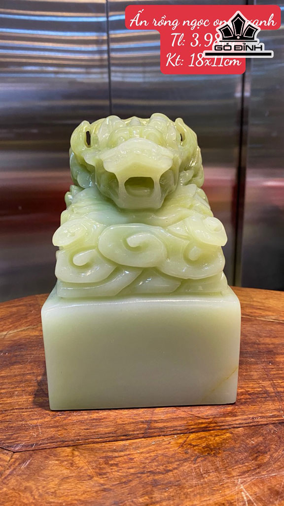 Ấn Rồng Đá Onyx Xanh Cao 18 Ngang 11 (cm) 3,98kg