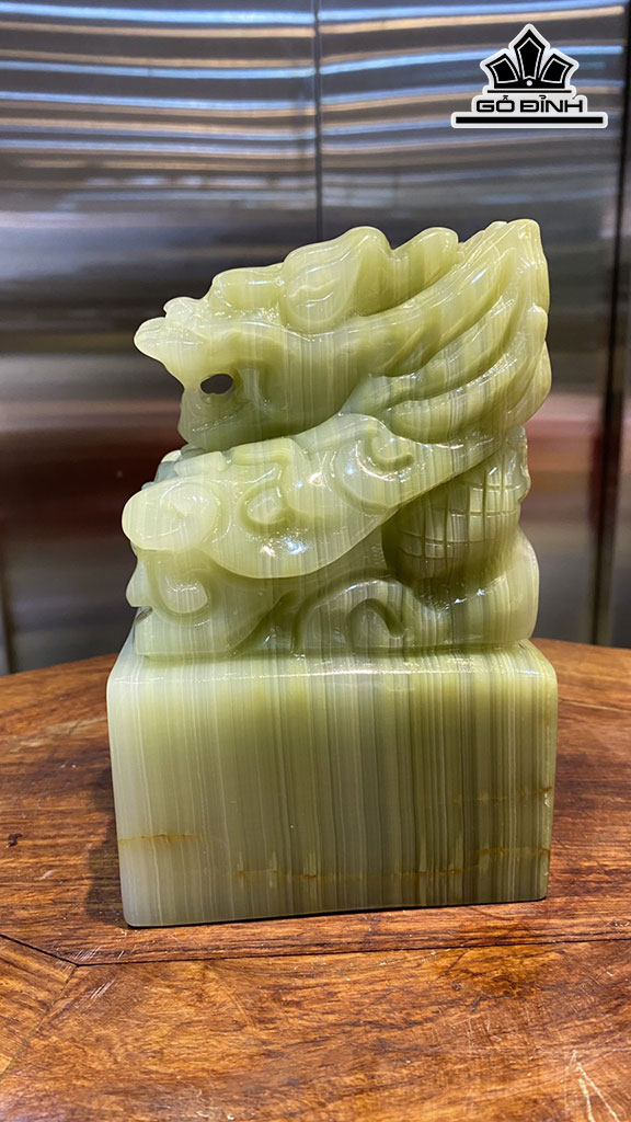 Ấn Rồng Đá Onyx Xanh Cao 18 Ngang 11 (cm) 3,98kg