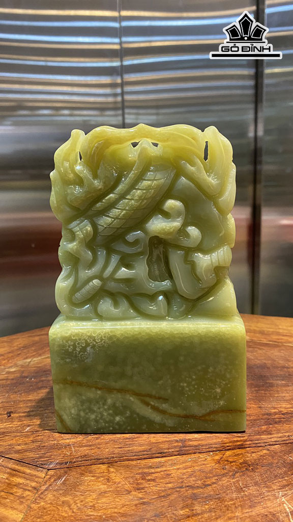Ấn Rồng Đá Onyx Xanh Cao 18 Ngang 11 (cm) 3,98kg