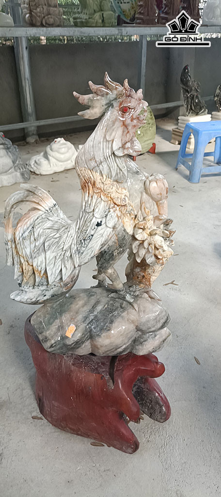 Tượng Gà Đá Canxit Đa Sắc Cao 43 Ngang 29 (cm) 13kg