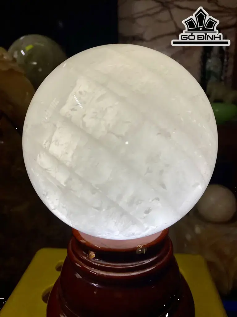 Bi Cầu Đá Thạch Anh Trắng Cùi Dừa Đường Kính Hạt 12,5 (cm) 3,21kg