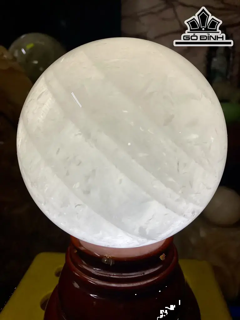Bi Cầu Đá Thạch Anh Trắng Cùi Dừa Đường Kính Hạt 12,5 (cm) 3,21kg