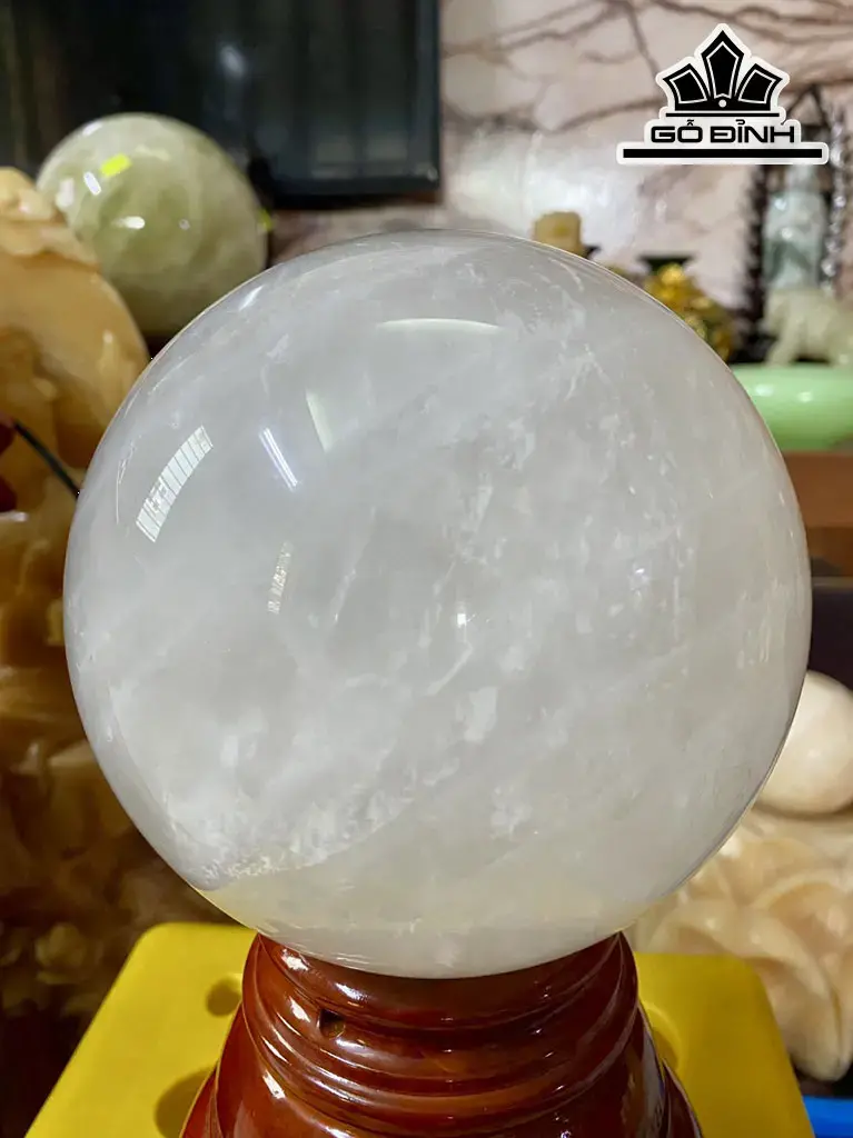 Bi Cầu Đá Thạch Anh Trắng Cùi Dừa Đường Kính Hạt 12,5 (cm) 3,21kg