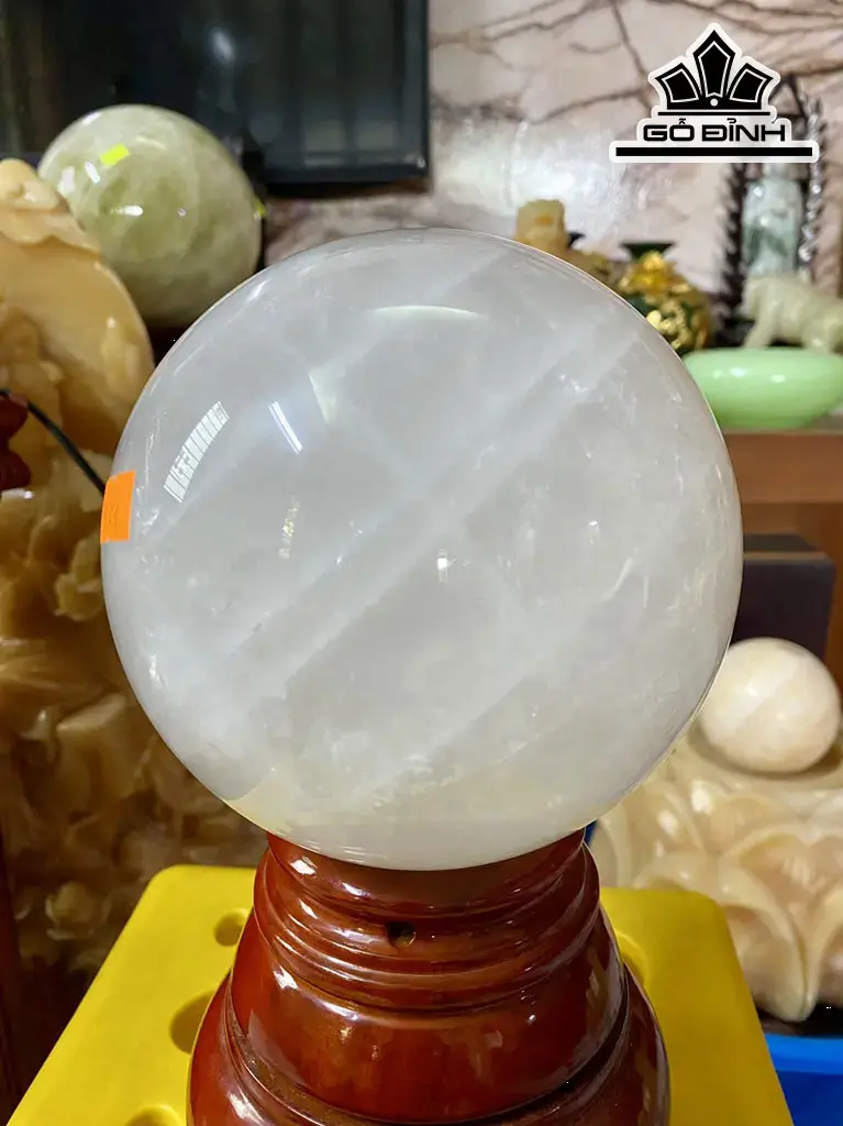 Bi Cầu Đá Thạch Anh Trắng Cùi Dừa Đường Kính Hạt 12,5 (cm) 3,21kg