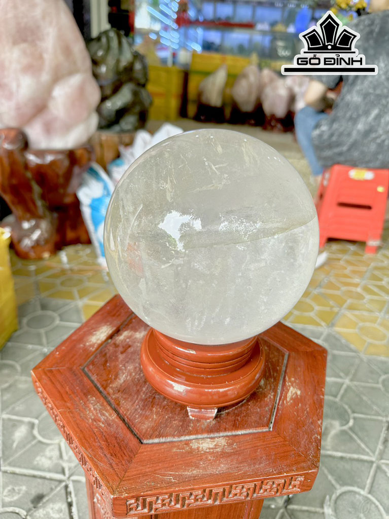 Bi Cầu Đá Thạch Anh Trắng Đường Kính Hạt 15 (cm) 5,8kg