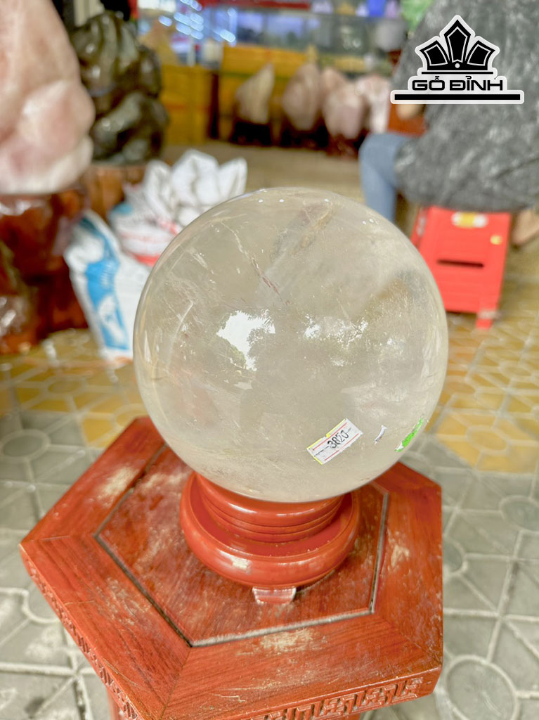 Bi Cầu Đá Thạch Anh Trắng Đường Kính Hạt 15 (cm) 5,8kg