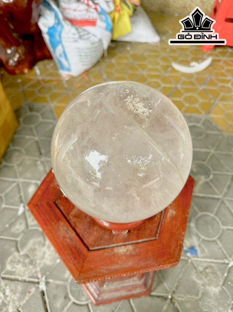 Bi Cầu Đá Thạch Anh Trắng Đường Kính Hạt 15 (cm) 5,8kg