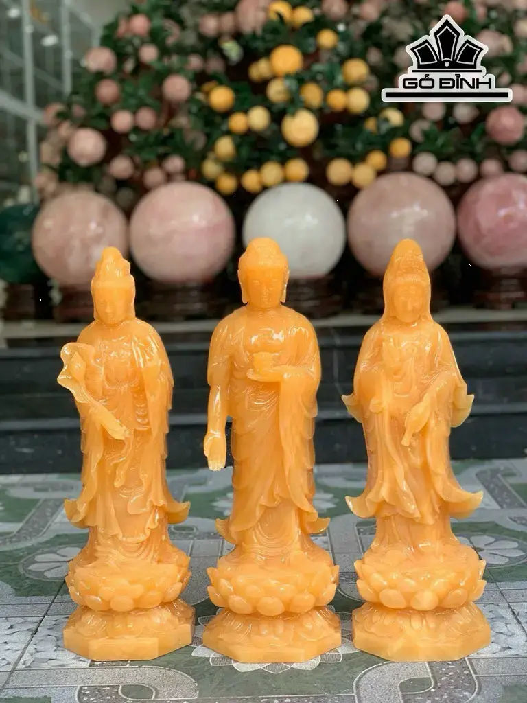 Bộ Tam Thế Phật Đá Ngọc Hoàng Long Cao 41 Ngang 14 (cm) 18,5kg