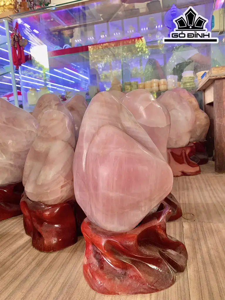 Đá Cảnh Đá Thạch Anh Hồng Cao 19 Ngang 38 (cm) 8,9kg