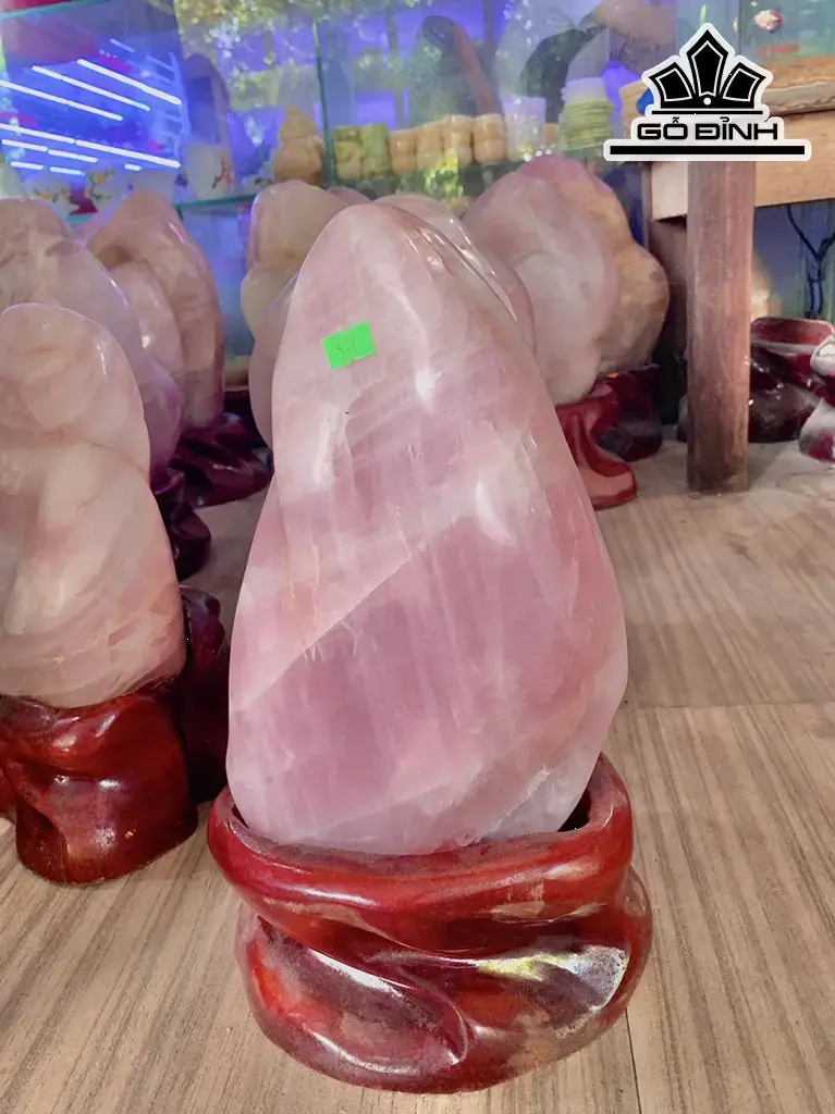 Đá Cảnh Đá Thạch Anh Hồng Cao 19 Ngang 38 (cm) 8,9kg