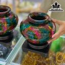 Lục Bình Đá Khổng Tước (Malachite) Cao 21 Đường Kính 20 Riêng Đá Cao 15,5 (cm)