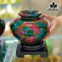 Lục Bình Đá Khổng Tước (Malachite) Cao 21 Đường Kính 20 Riêng Đá Cao 15,5 (cm)